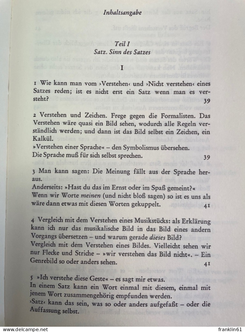 Wittgenstein, Ludwig: Schriften; Teil: 4., Philosophische Grammatik : T. 1 Und 2.. - Philosophy