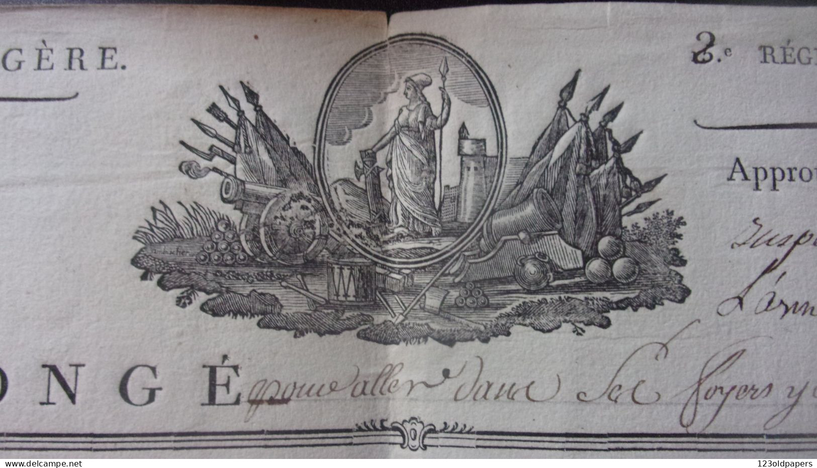 1799 ARMEE D ITALIE CONGE AN 8 REPUBLIQUE  GENERAL Baillard De Beaurevoir POUR VERLIN NE CANDEL  BAS RHIN BLESSE CREMONE - Documentos