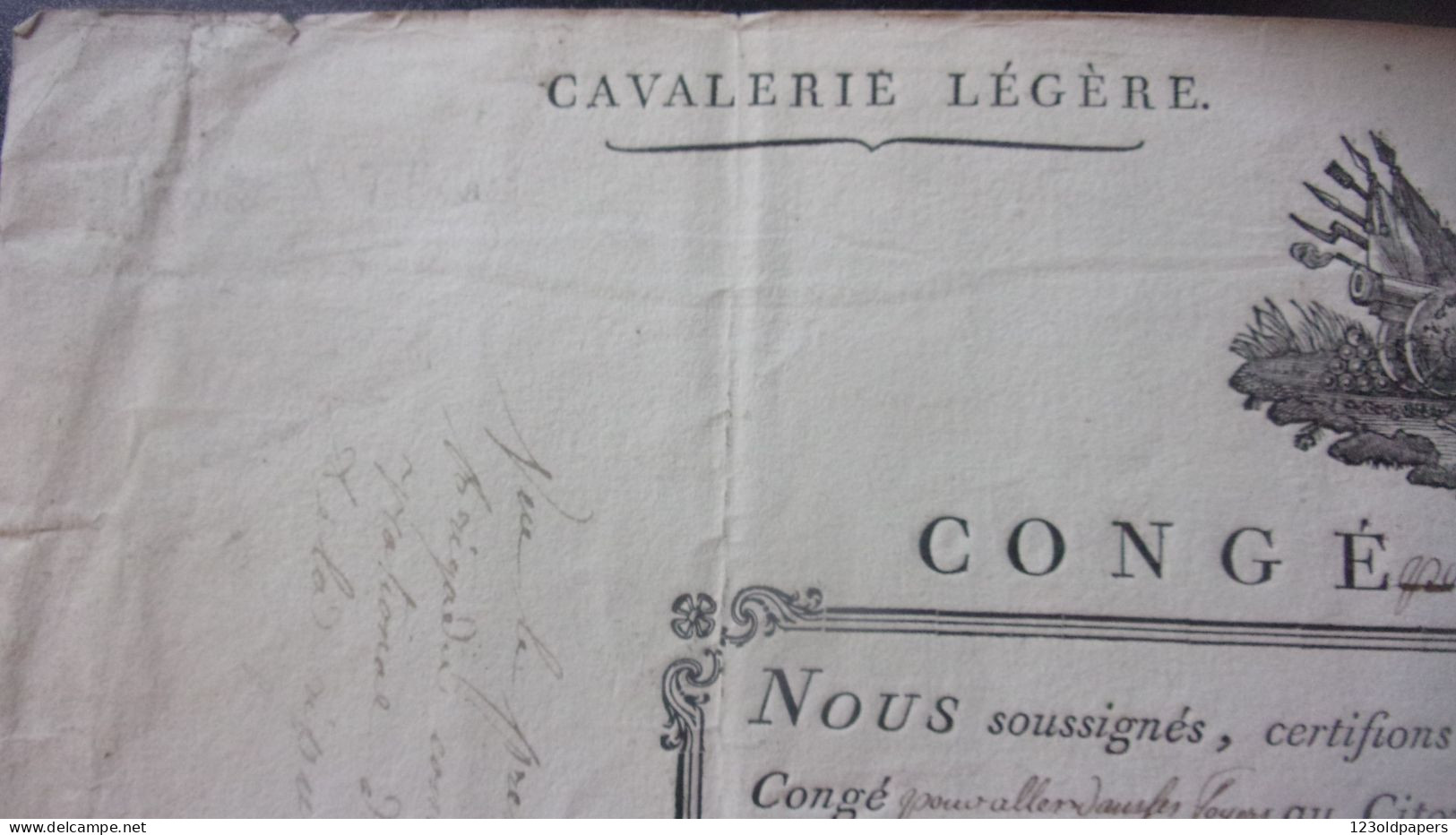 1799 ARMEE D ITALIE CONGE AN 8 REPUBLIQUE  GENERAL Baillard De Beaurevoir POUR VERLIN NE CANDEL  BAS RHIN BLESSE CREMONE - Documenten