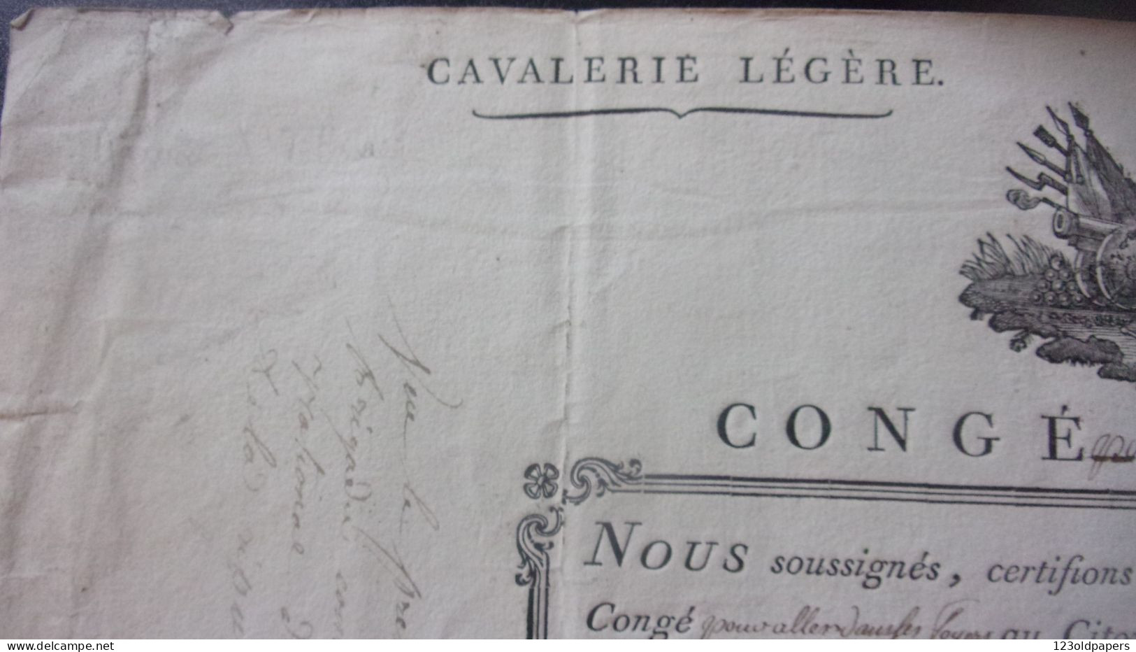 1799 ARMEE D ITALIE CONGE AN 8 REPUBLIQUE  GENERAL Baillard De Beaurevoir POUR VERLIN NE CANDEL  BAS RHIN BLESSE CREMONE - Documenti