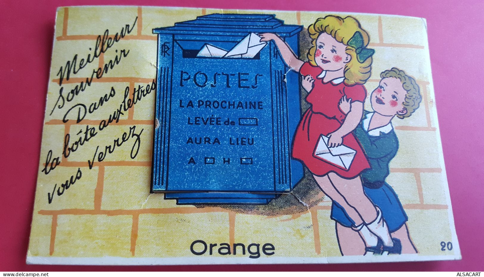 Carte à  Système , Boite Aux Lettres , Petite Fille Qui Poste Le Courrier , Orange - A Systèmes