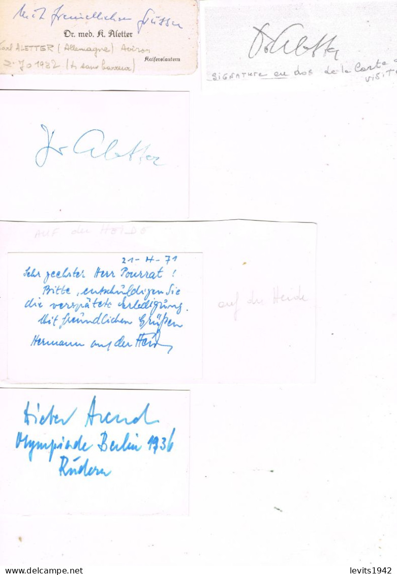 JEUX OLYMPIQUES - 4 AUTOGRAPHES DE MEDAILLES OLYMPIQUES - CONCURRENTS D'ALLEMAGNE - - Autogramme