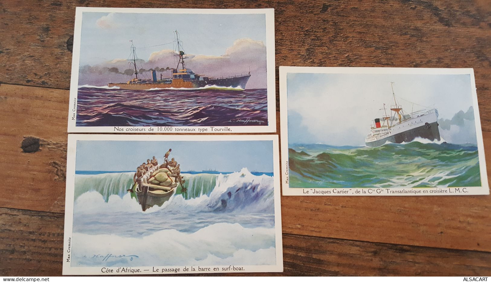 Lot De 6 Cartes De Bateaux, Illustrateur Haffner , Ligue Maritime Et Coloniale - Autres & Non Classés