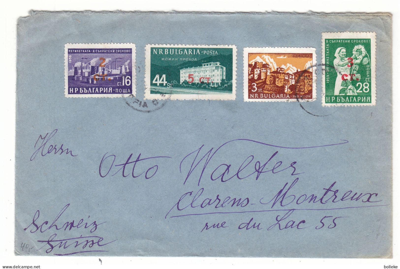 Bulgarie - Lettre De 1964  ? - Oblit Sofia - Exp Vers Clarens Montreux - Fleurs - Usines - - Briefe U. Dokumente