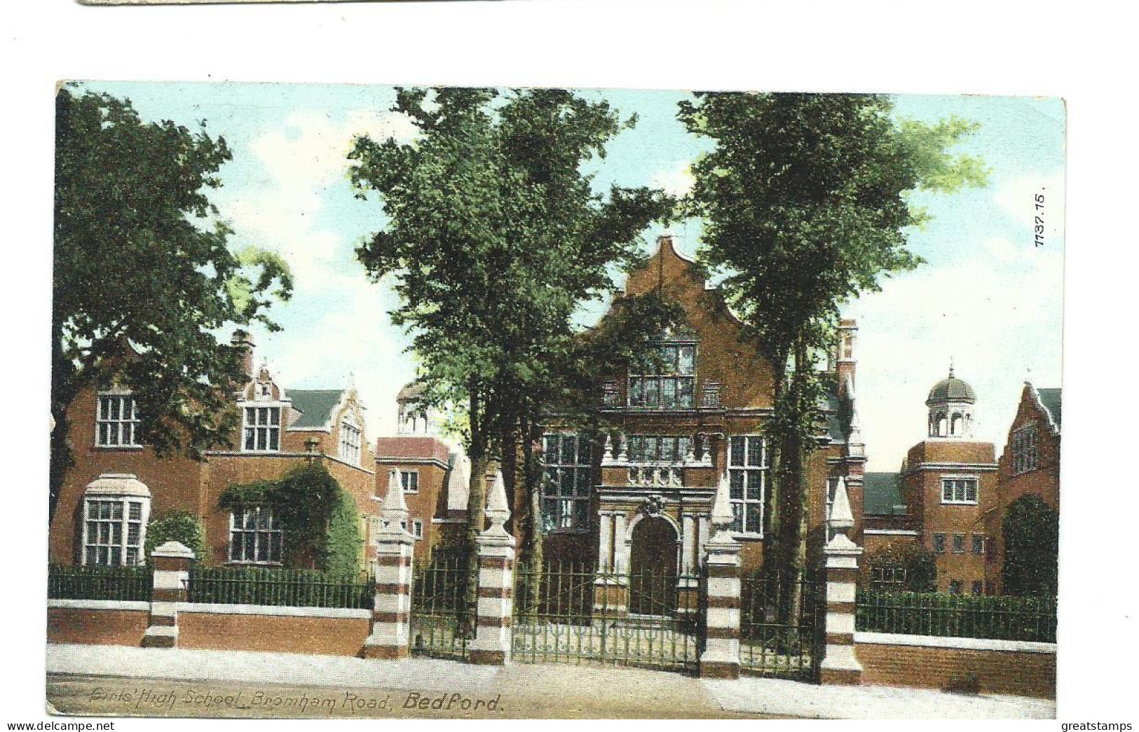 Postcard Bedford Bedfordshire  Girl's High School Bromham Rd. Jersey Squared Circle - Bedford