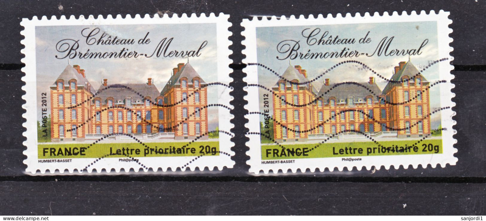 France  732 Autoadhésif Chateau De Brémontier Merval Variété Gris Bleu Et Violacé Oblitéré Used - Usados