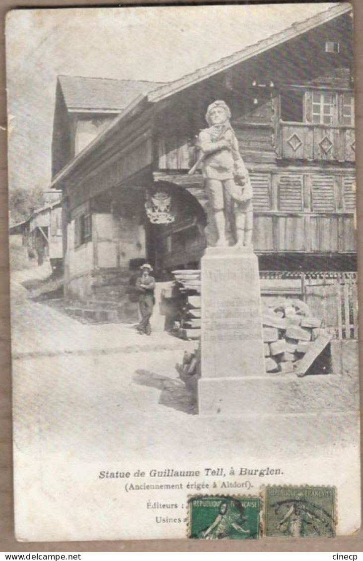 CPA SUISSE - BURGLEN - Statue De Guillaume Tell à Burglen - TB PLAN EDIFICE CENTRE VILLAGE ANIMATION - Bürglen