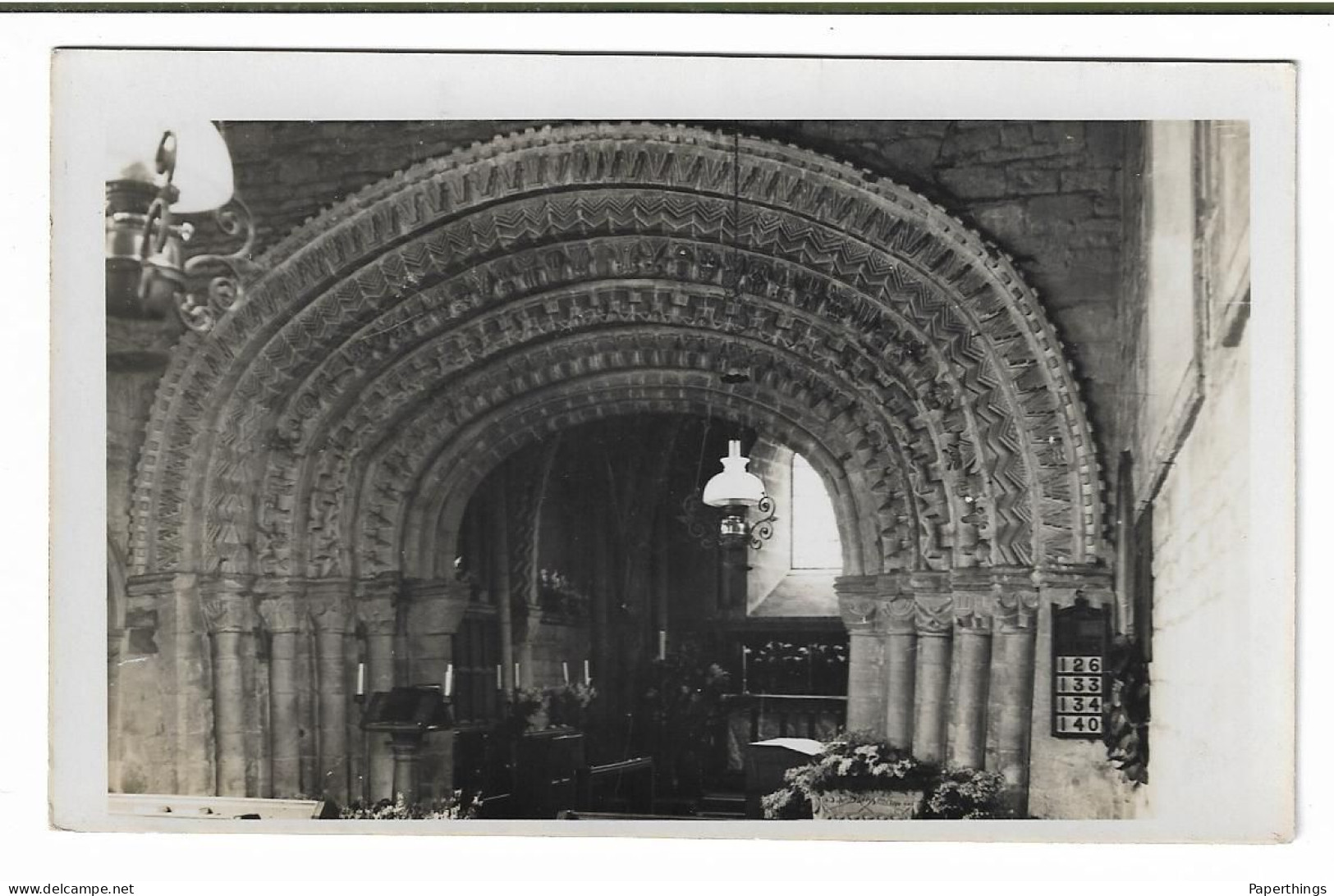 Real Photo Postcard, East Midlands, Rutland, Tickencote, Church, Ornate Norman Arch, 1938. - Other & Unclassified