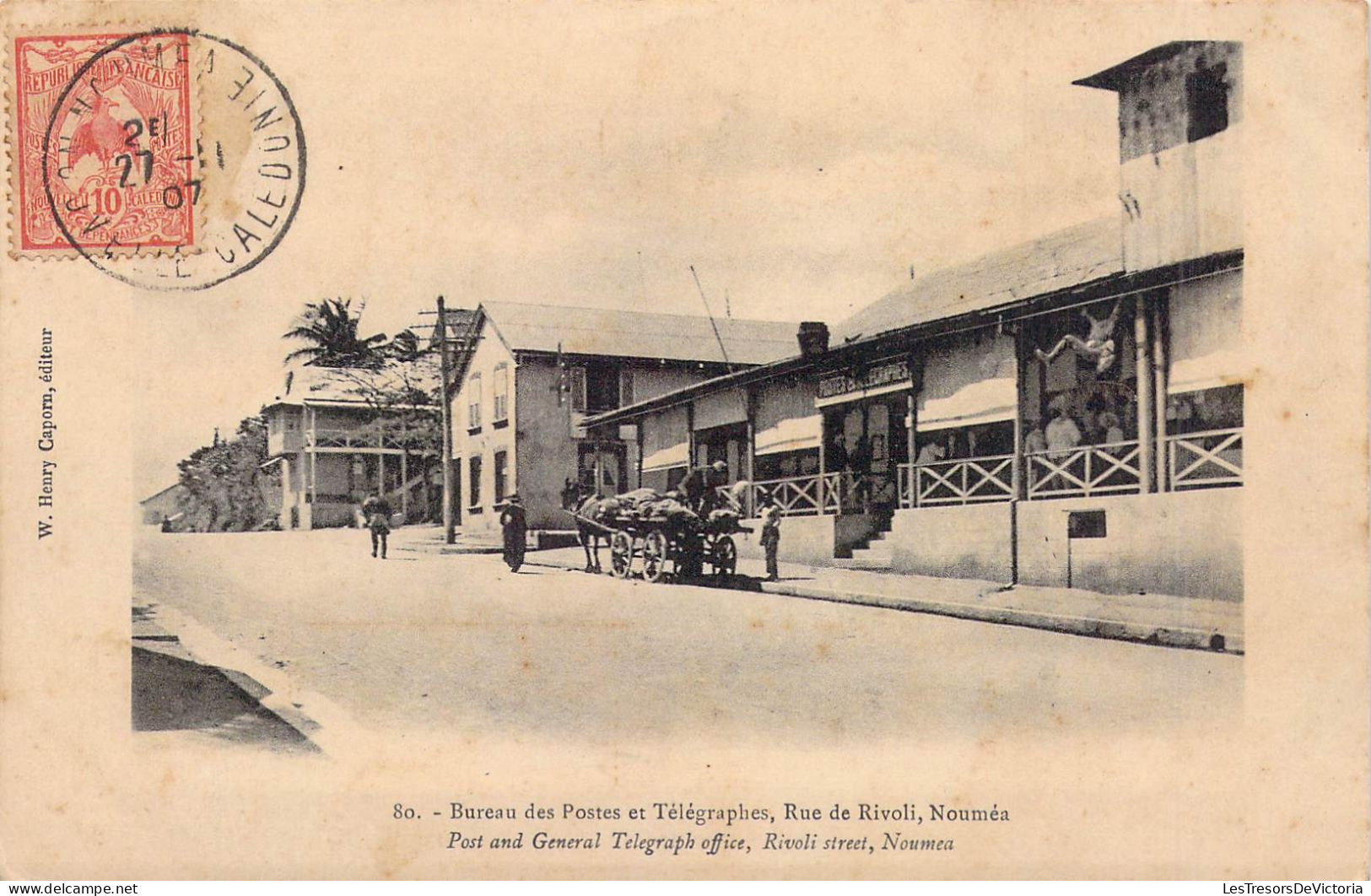 NOUVELLE CALEDONIE - Bureau Des Postes Et Télégraphes - Rue De Rivoli - Edit W Henry Caporn - Carte Postale Ancienne - Nouvelle Calédonie