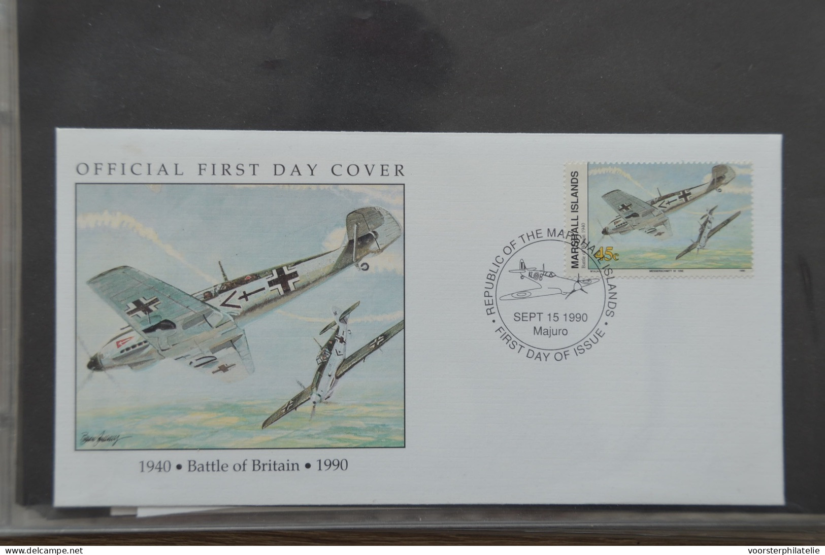 BLANK MARSHALL ISLANDS 1990 FDC BATTLE OF BRITAIN PLANE - Islas Marshall