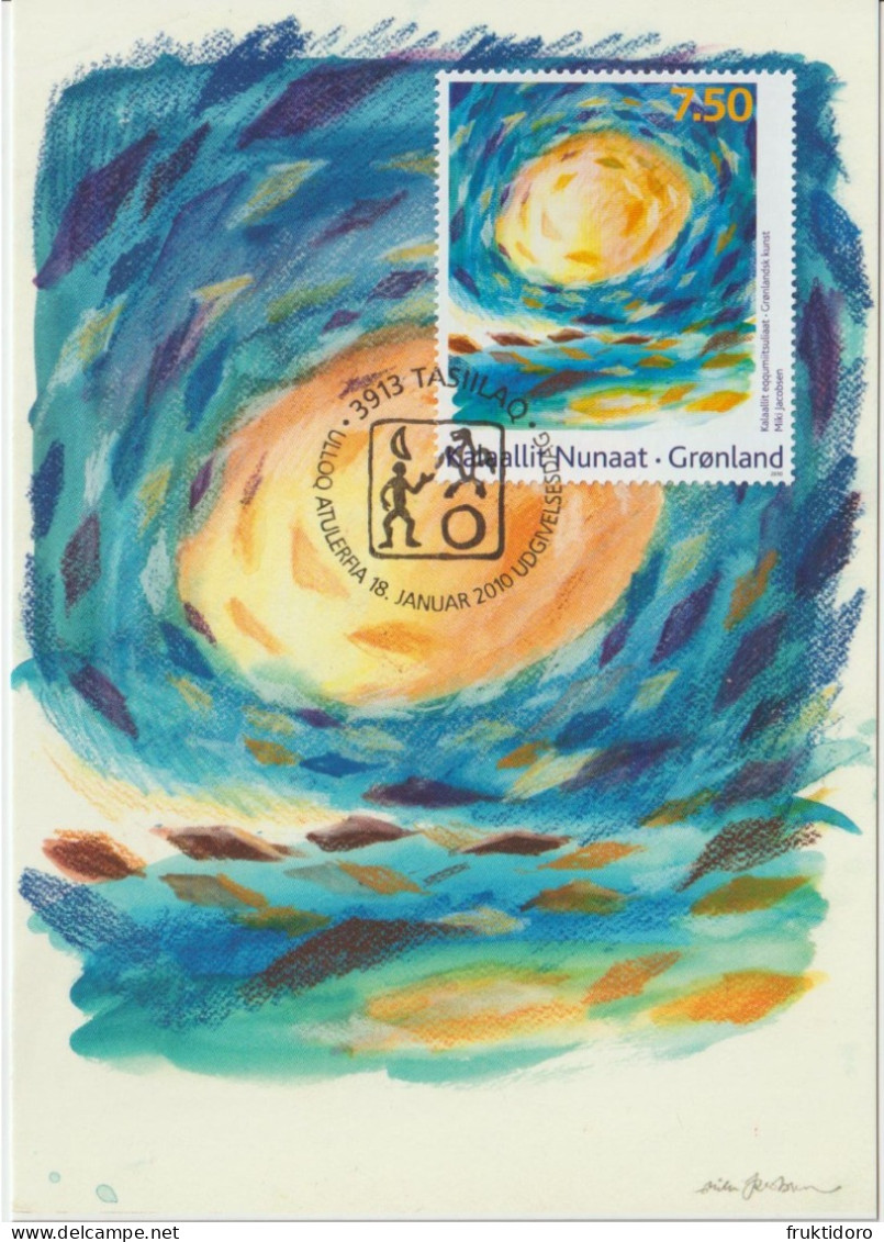 Greenland Maximum Card Mi 552 Sun - Contemporary Art IV - 2010 - Cartoline Maximum