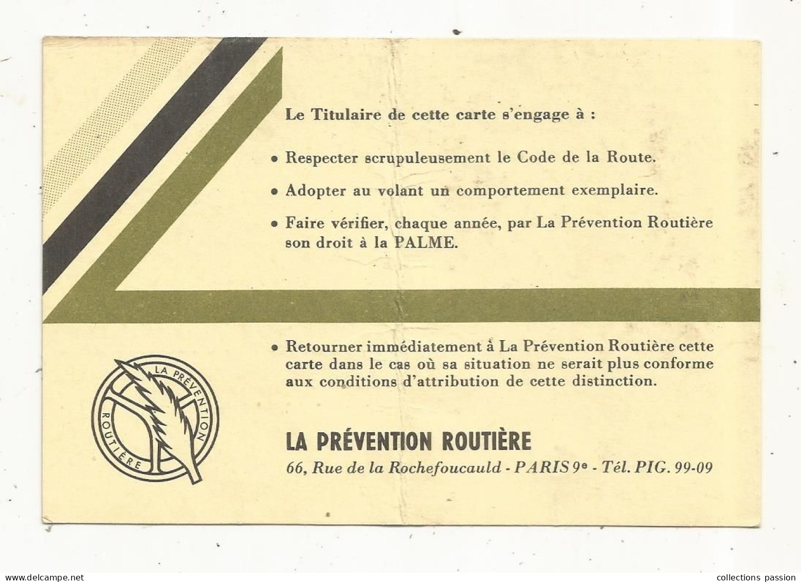 Carte De Membre, Ordre Du Conducteur De La Prévention Routière, 1964, 2 Scans - Tessere Associative