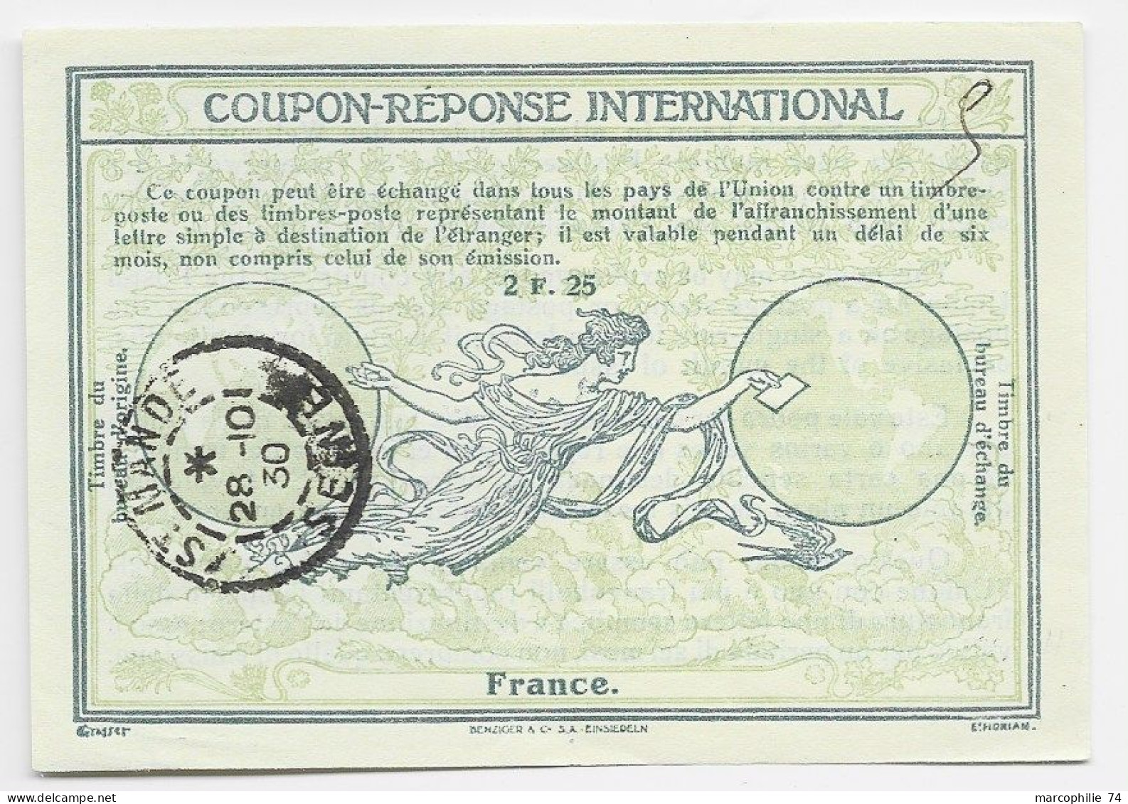 FRANCE COUPON REPONSE INTERNATIONAL  2FR25  ST MANDE 28.1.1930 SEINE - Antwortscheine