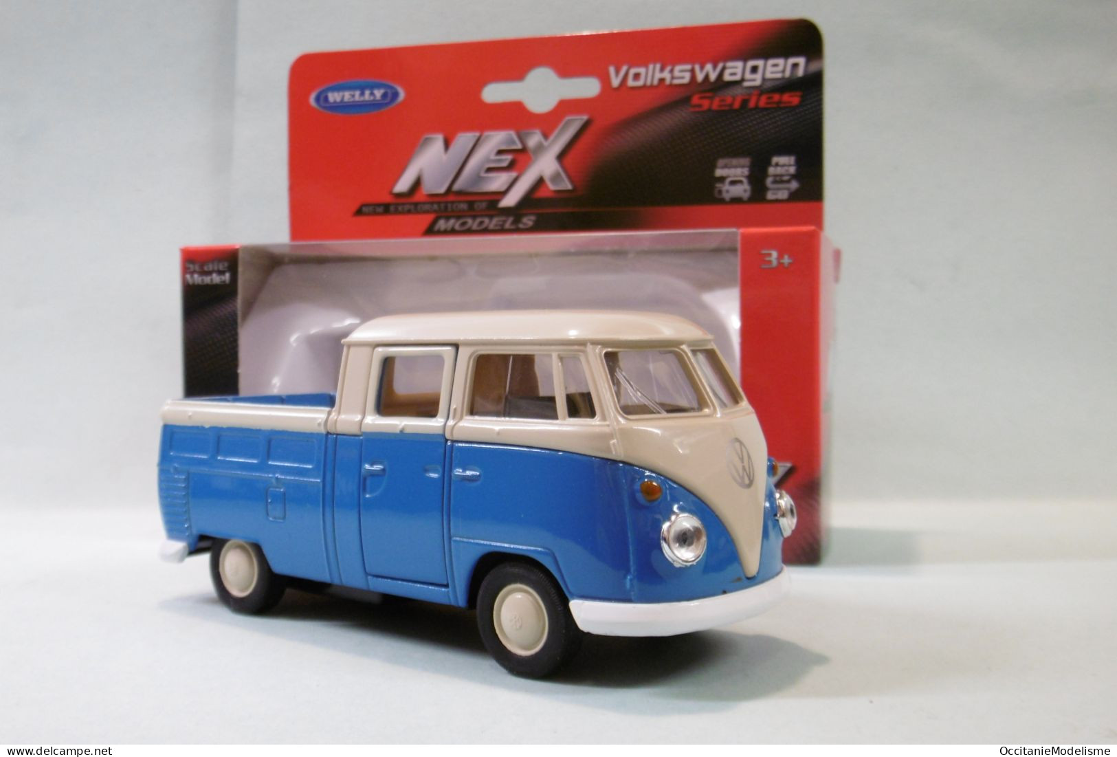 Welly Nex - VW VOLKSWAGEN T1 Double Cabine Pick-up Bleu Réf. 43603 BO 1/40 - Welly