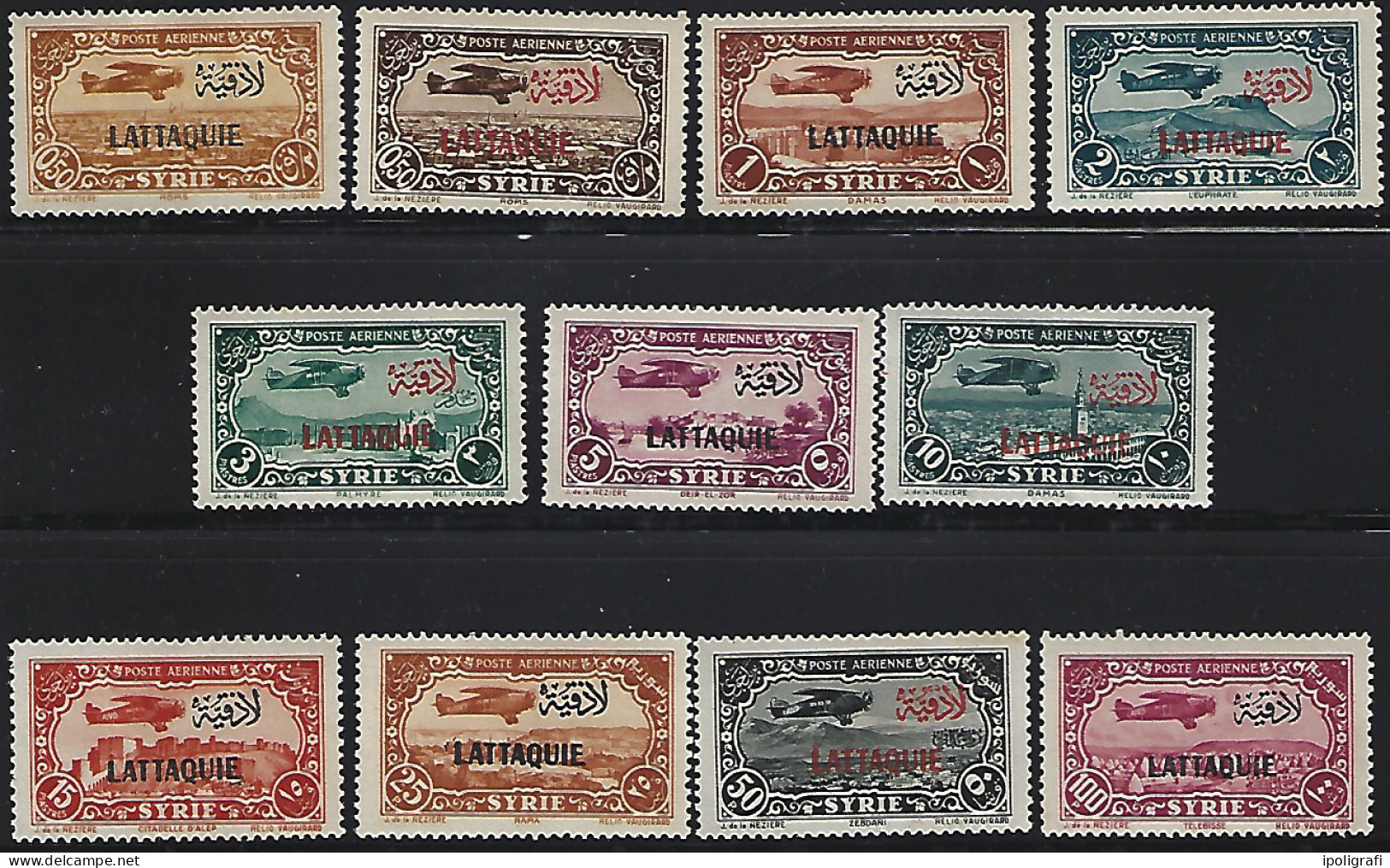 Lattachia 1931-33 N° Yvert A.1/11  Aerea Di Siria Sovr. 15 V. Mh* Cpl.  Cat. 183,00 Molto Belli - Unused Stamps