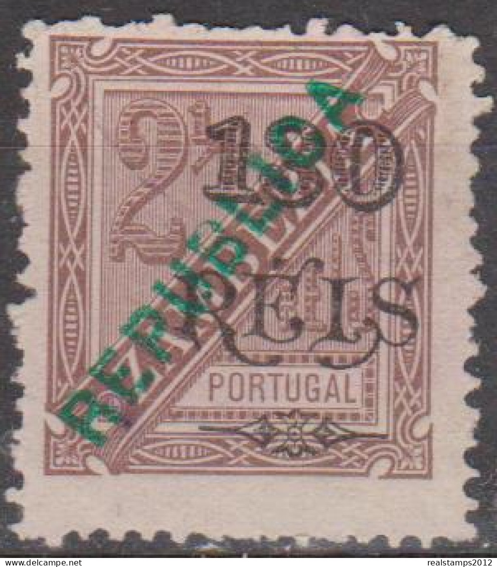 ZAMBÉZIA - 1914, D. Carlos I, C/ Sobga«REPUBLICA»130 R. S/ 2 1/2 R. D.12 3/4  (*) MNG (Sob. Verde) MUNDIFIL  Nº 73a - Zambèze