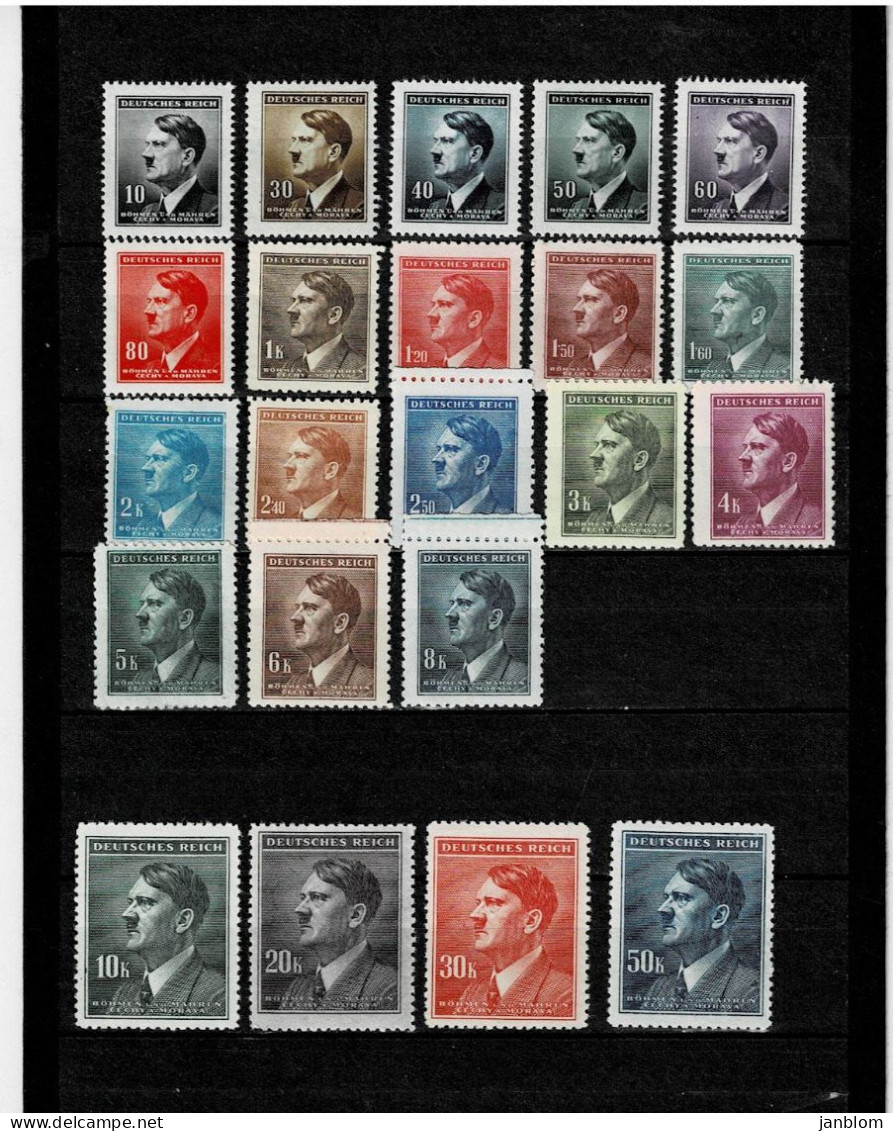 Böhmen Und Mähren, Duitse Bezetting 1942, Michelnr 89 - 110 Postfris - Unused Stamps