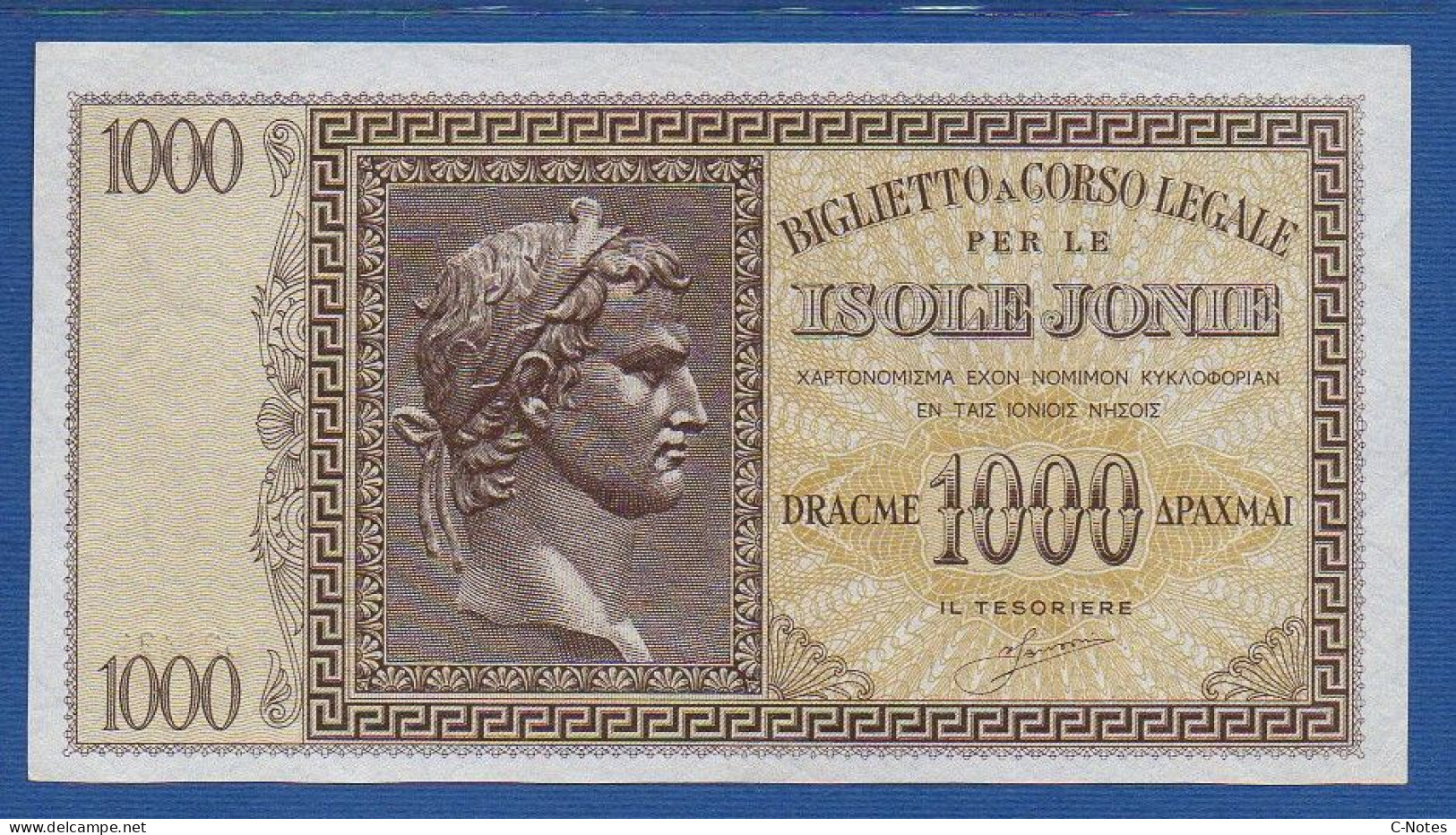 GREECE - Ionian Islands - P.M17 – 1000 DRACME ND 1941 AUNC, SERIE 0001 621491 - Ocupación Italiana Egenea