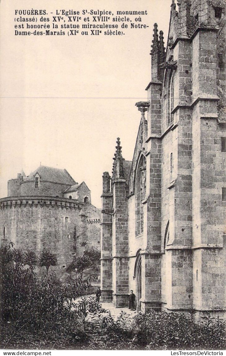 FRANCE - 35 - FOUGERES - L'église Saint Sulpice  - Carte Postale Ancienne - Fougeres