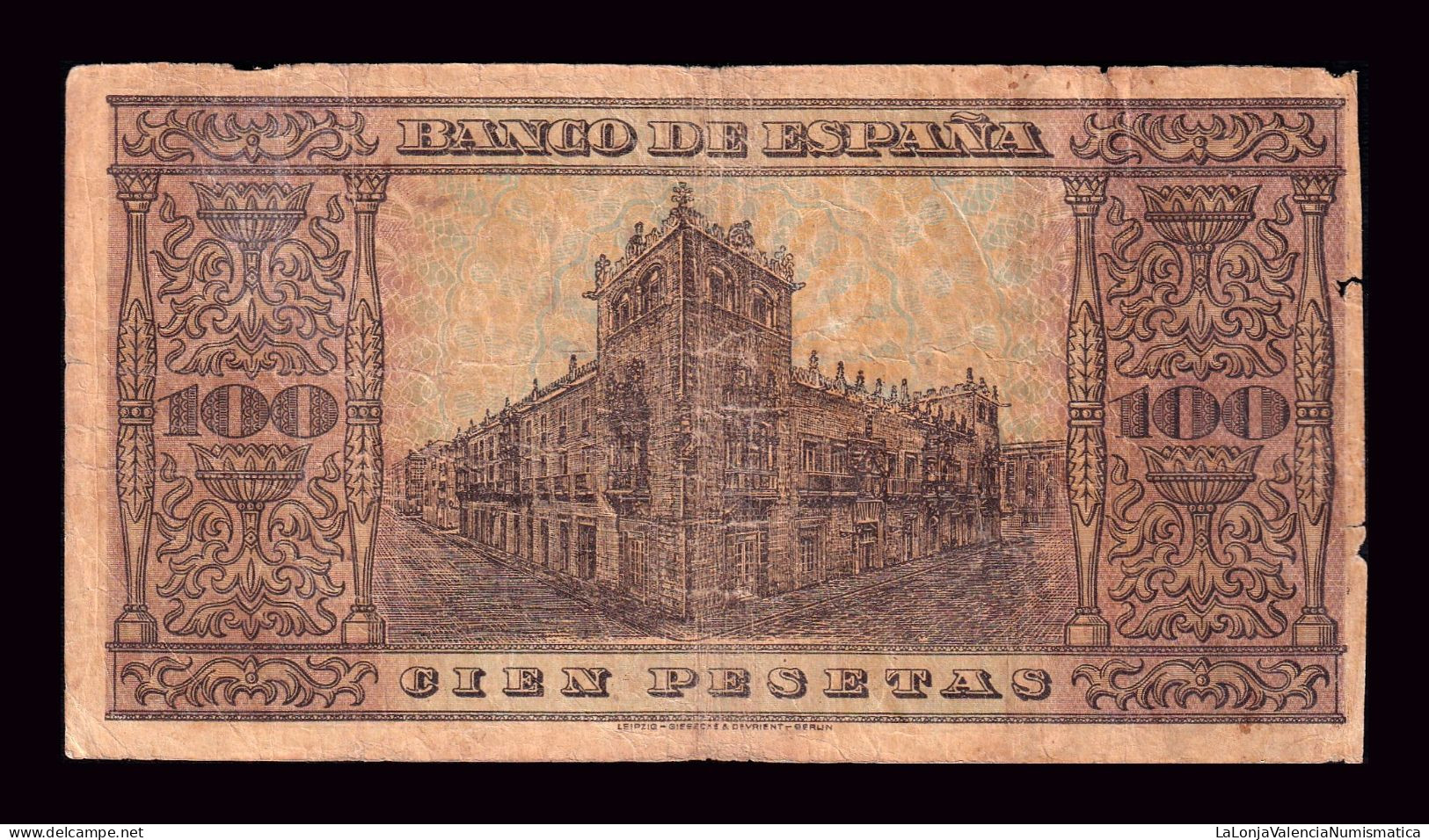 España Spain 100 Pesetas Burgos 1938 Pick 113 Serie F Bc F - 100 Pesetas