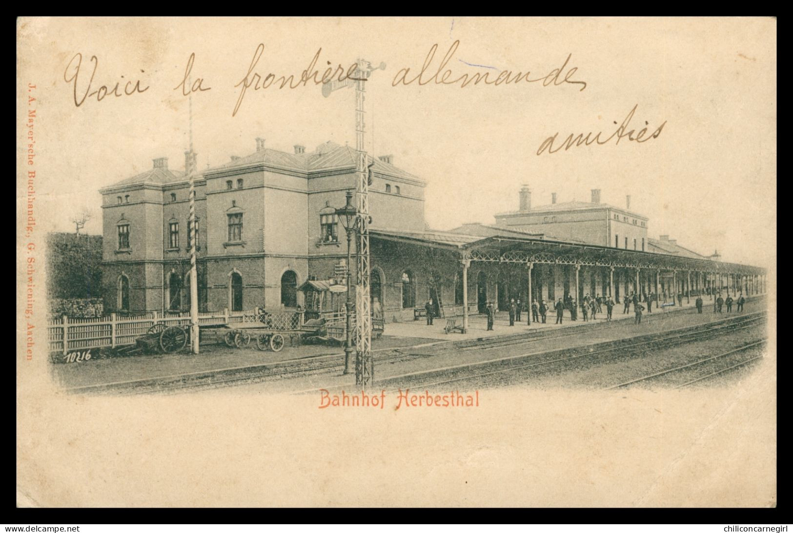 * HERBESTHAL - Bahnhof - Frontière Allemande - Gare - Animée - Edit. J.A. MAYER'SCHE - 1908 - Lontzen