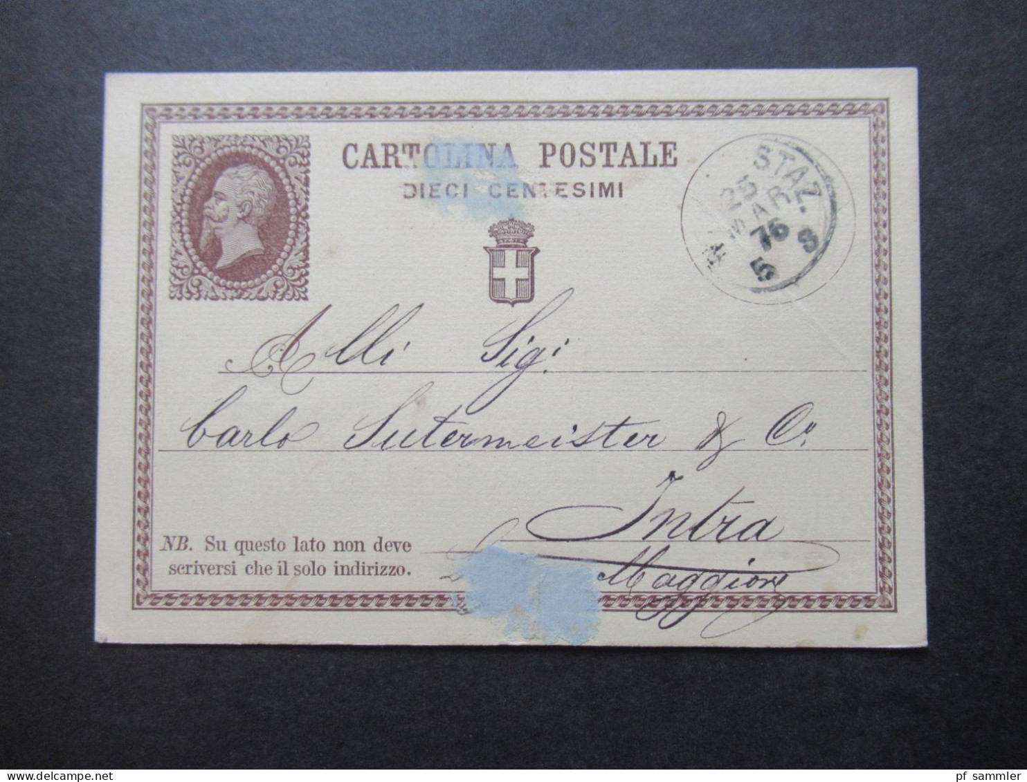 Italien 1876 Ganzsache Mit Stempel .... Staz. / Lagio Maggiore - Stamped Stationery