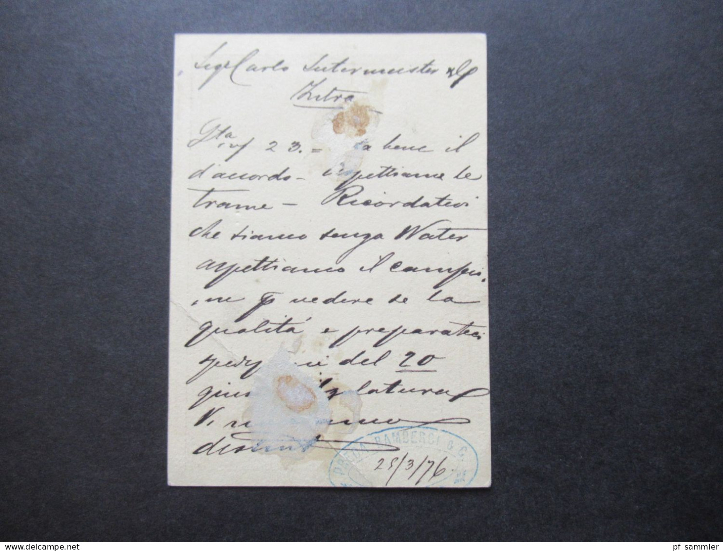 Italien 1876 Ganzsache Mit Stempel .... Staz. / Lagio Maggiore - Entero Postal