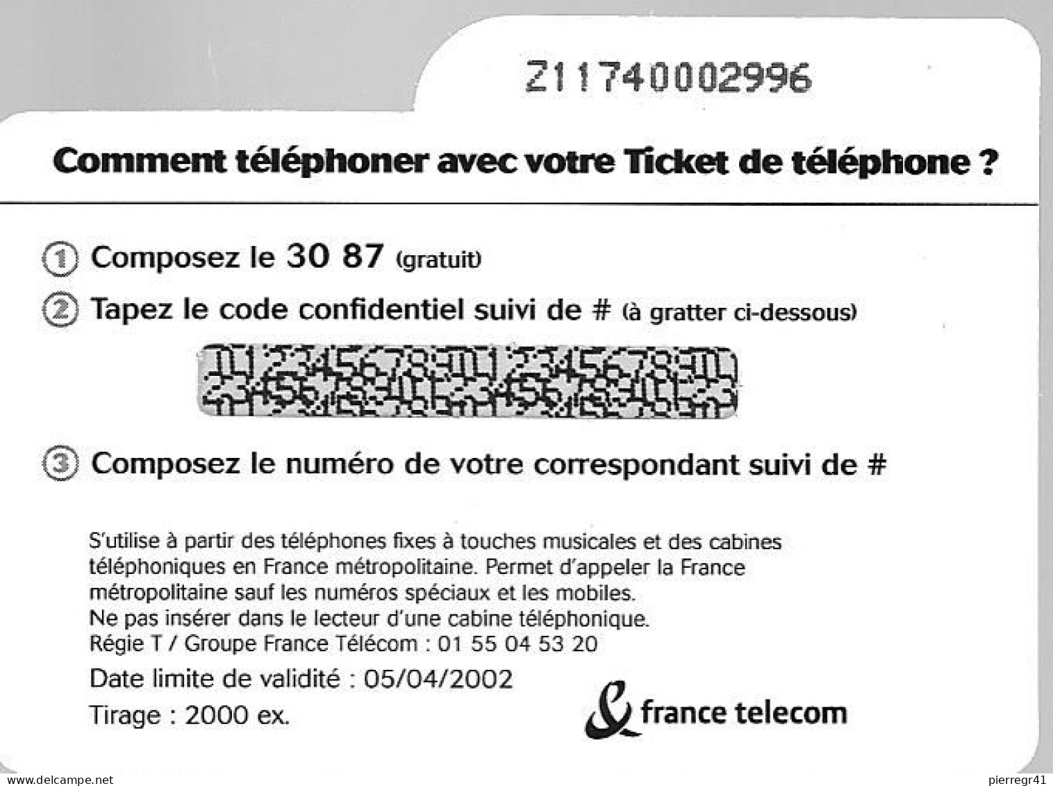 TICKET² TELEPHONE-PRIVE-FRANCE-TK-PR104-3Mn-La COTE En Poche-LaMobicarte-Atout Collect 2-Neuf-TBE/RARE - Biglietti FT