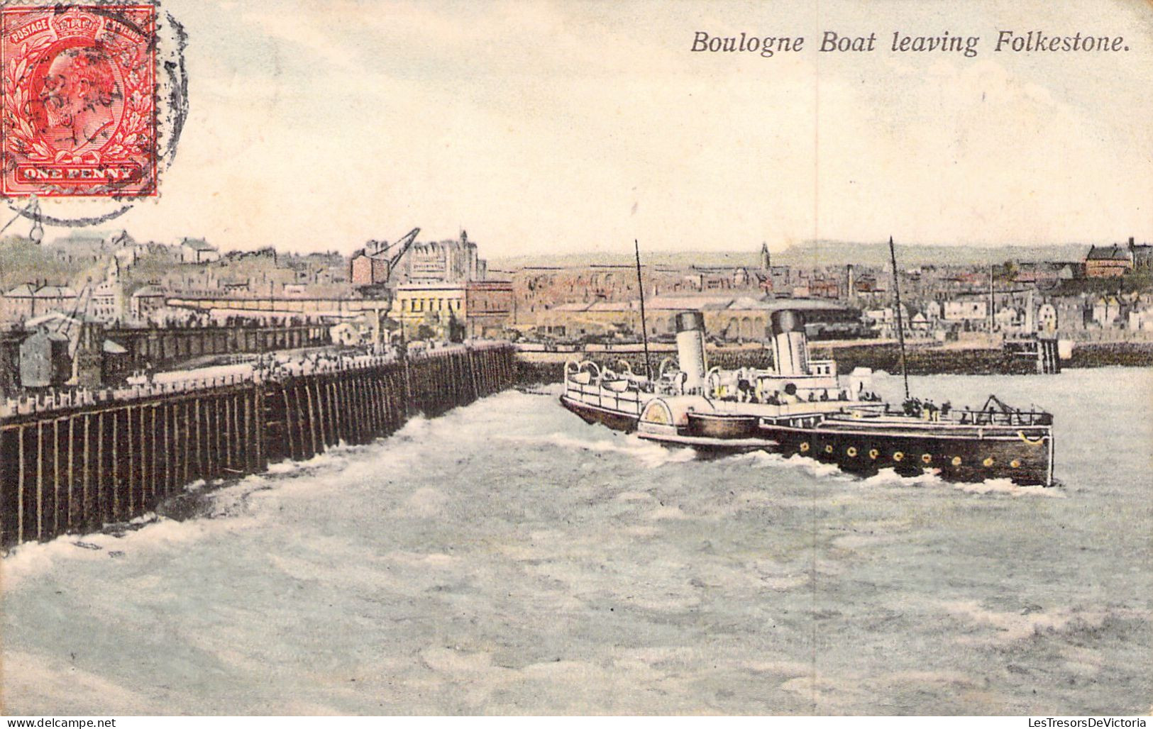 FRANCE - 62 - BOULOGNE Sur MER - Boat Leaving Folkestone - Carte Postale Ancienne - Boulogne Sur Mer