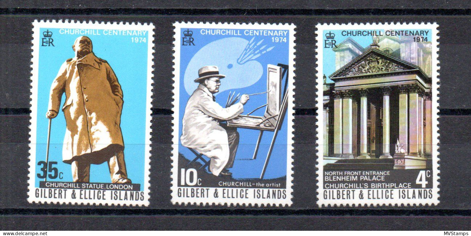 Gilbert Islands 1974 Set Churchill Stamps (Michel 229/31) MNH - Altri - Oceania