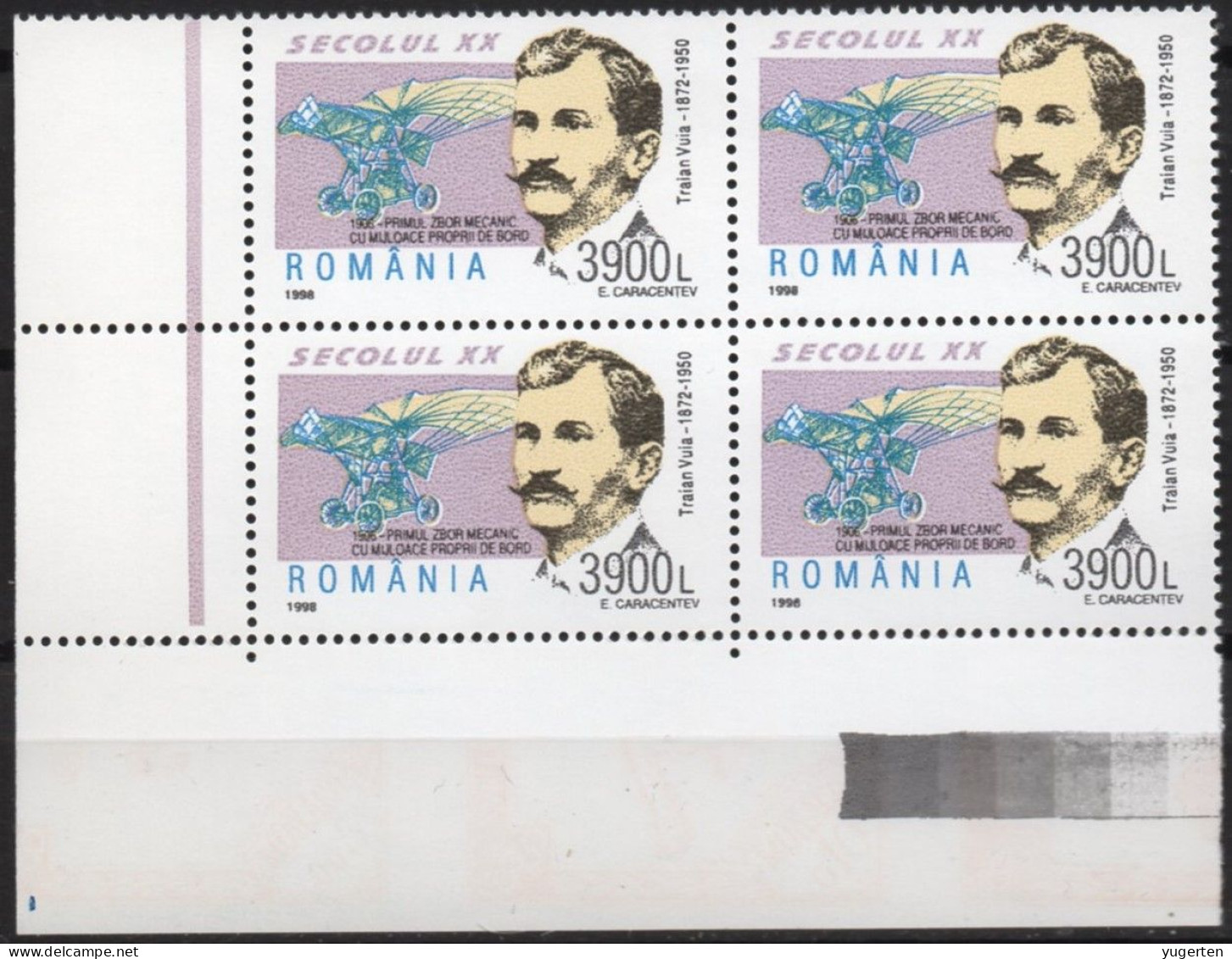 ROMANIA 1998 - 1 Block Of  4 - MNH - Traian Vuia - Aviation Pioneer - Avions - Aviazione  Luftfahrt  Aviación Flugzeuge - Albert Einstein