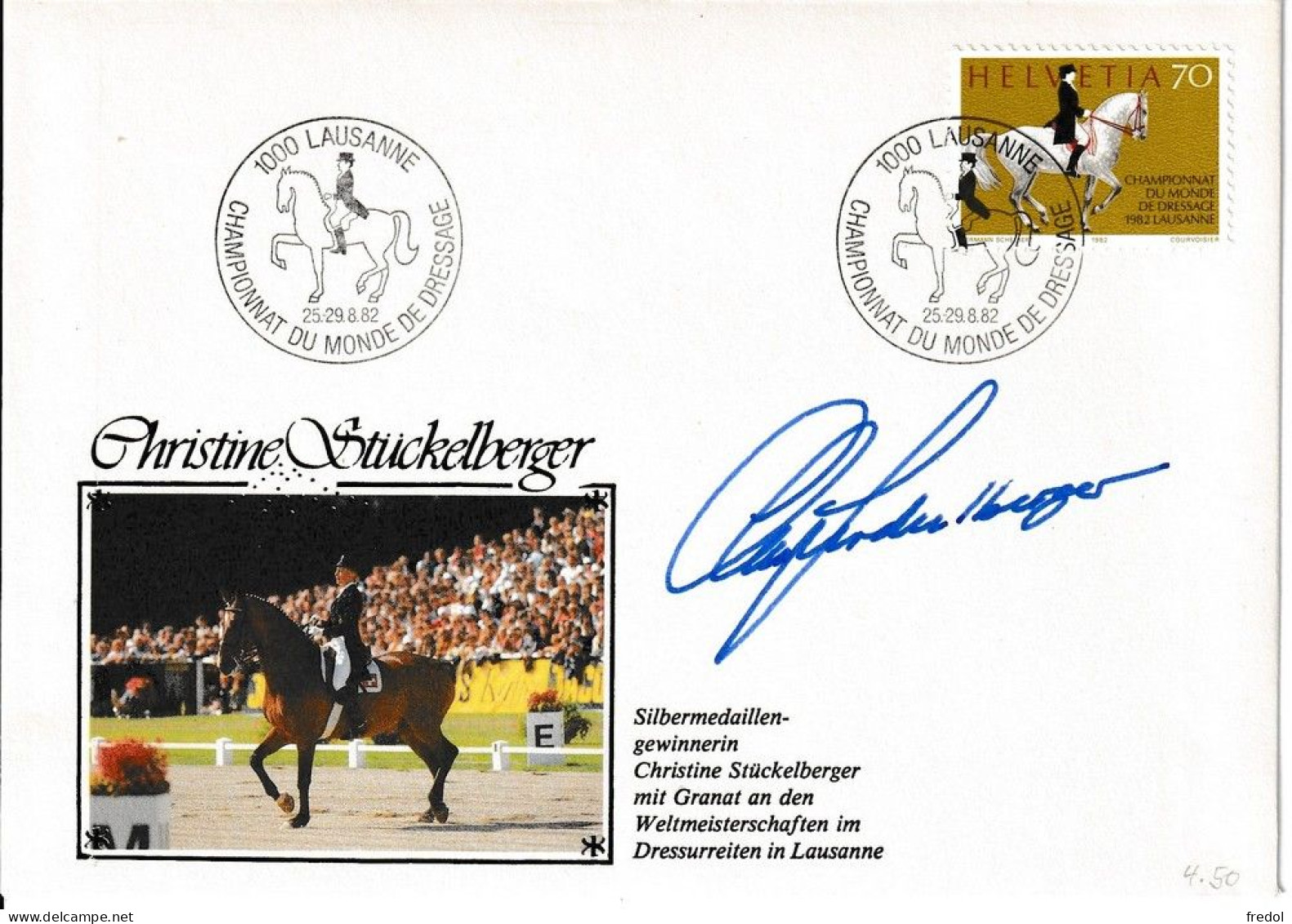 Suisse 1982 Championnat Du Monde De Dressage Signature De Christine Stuckelberger - Sonstige & Ohne Zuordnung