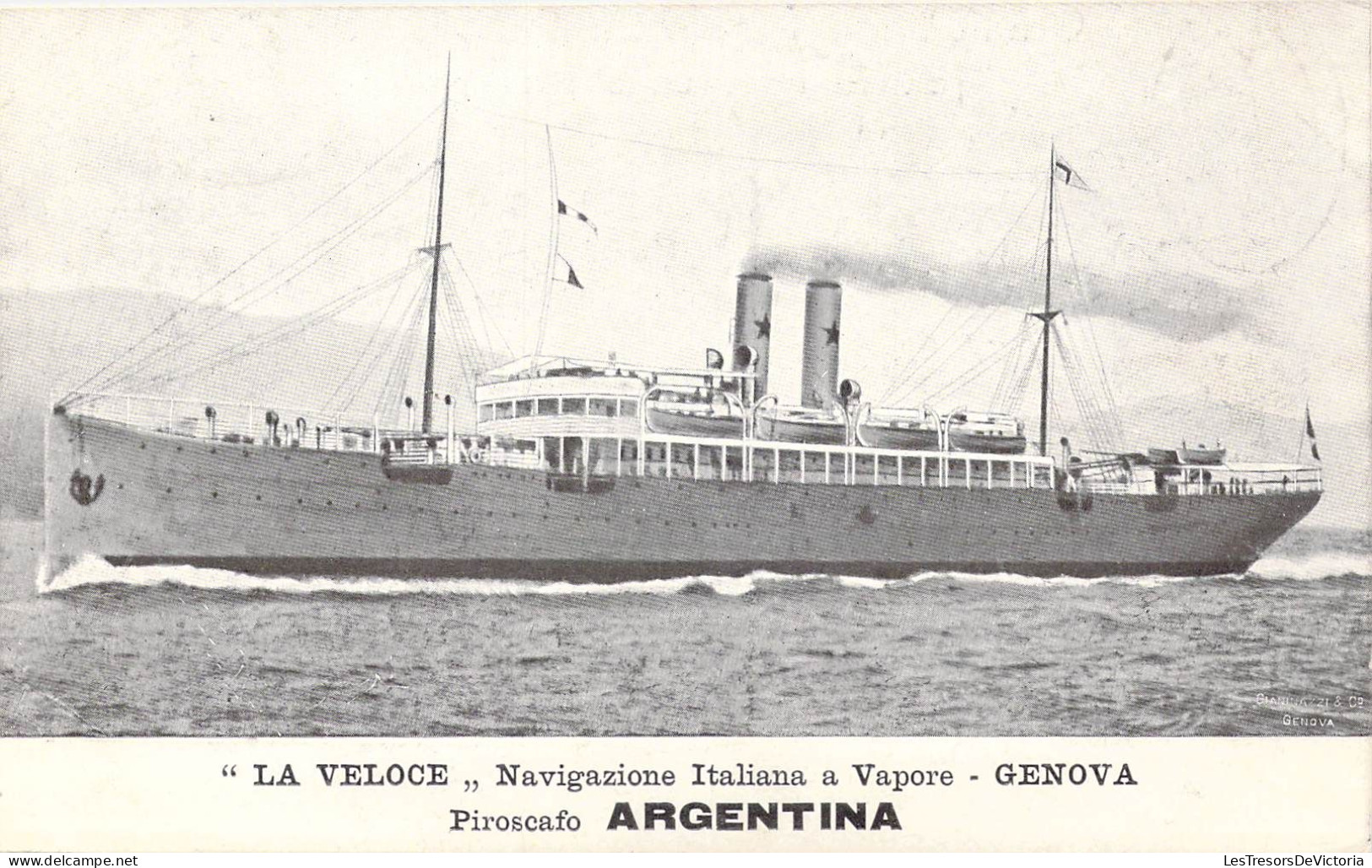 TRANSPORTS - Bateaux - " La Veloce " Navigazione Italiana A Vapore - Genova Piroscafo Argentina - Carte Postale Ancienne - Other & Unclassified