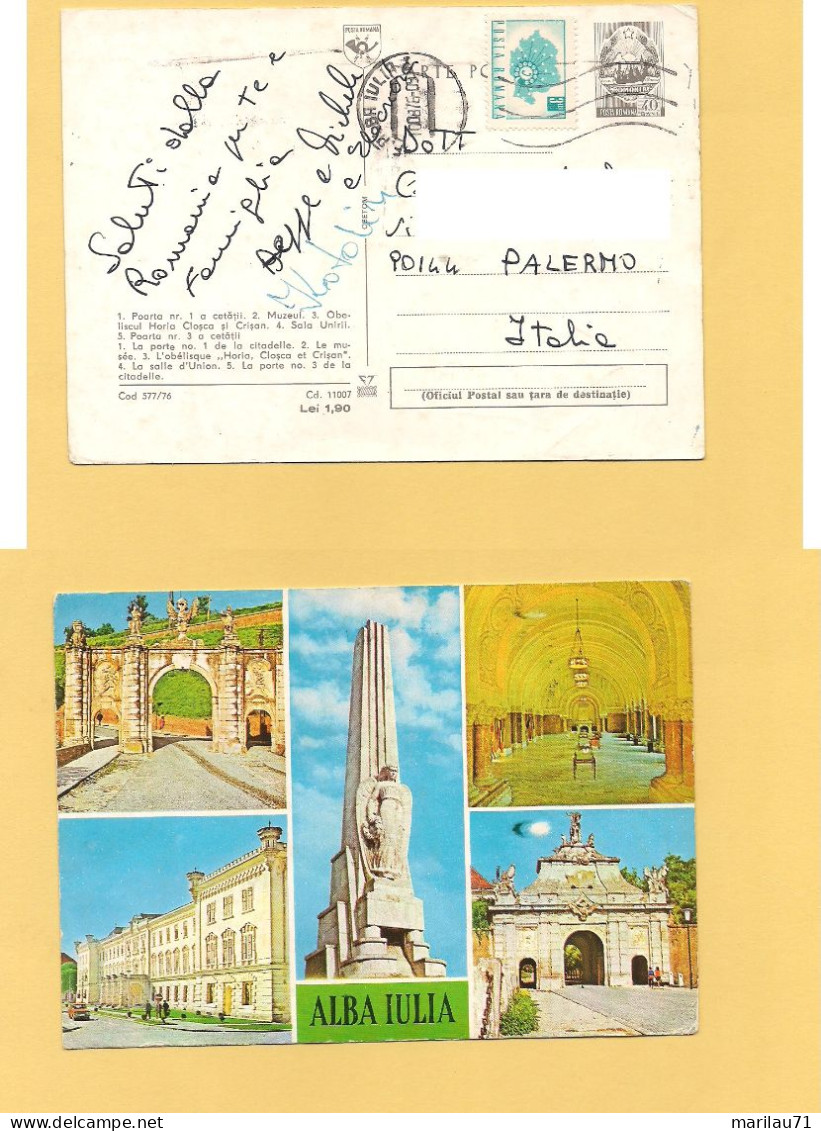 MM2693 Romania ALBA IULIA 1976 INTERO POSTALE Card To Italy - Cartas & Documentos