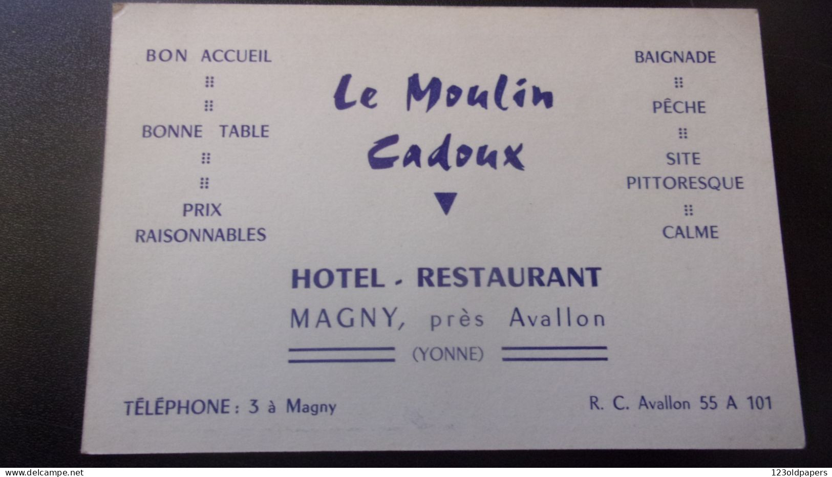 CDV MAGNY YONNE LE MOULIN CADOUX HOTEL RESTAURANT - Visiting Cards