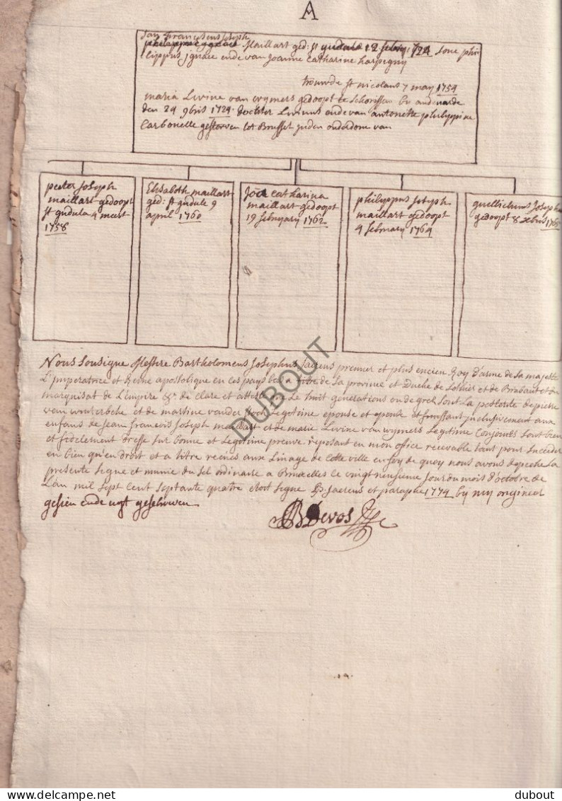 Gooik - Genealogie - Manuscript 18e Eeuw Door J.B. Devos  (V2588) - Manuscrits