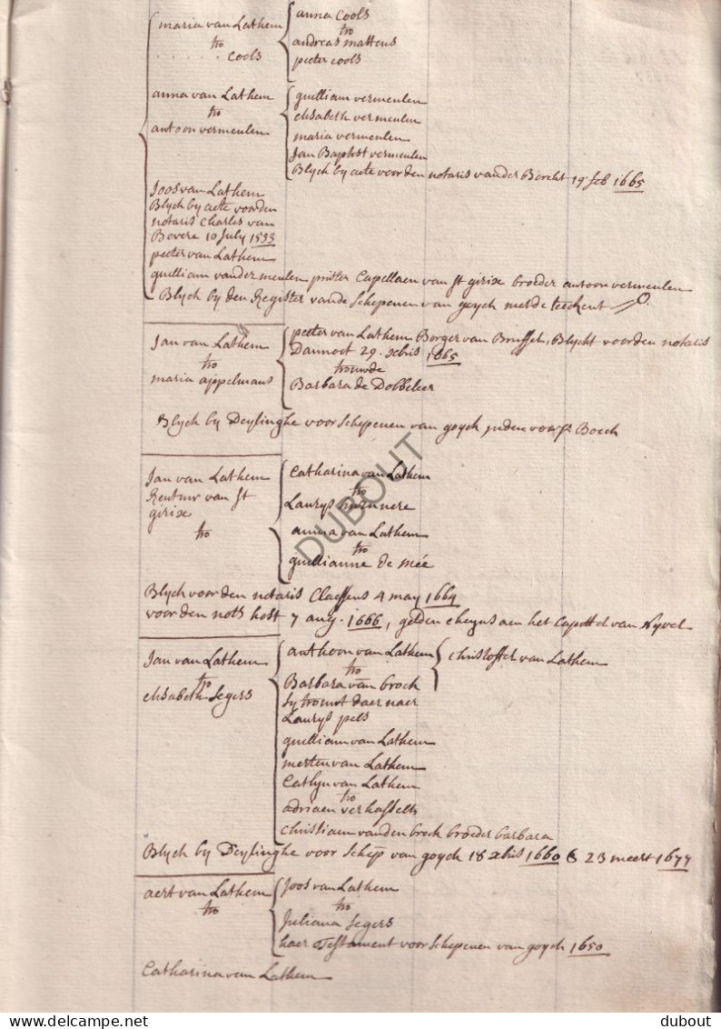 Gooik - Genealogie - Manuscript 18e Eeuw Door J.B. Devos  (V2588) - Manuscrits