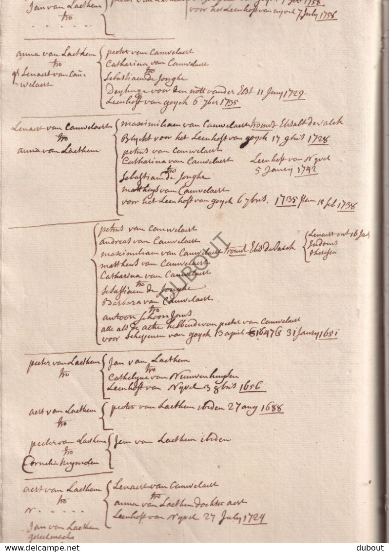 Gooik - Genealogie - Manuscript 18e Eeuw door J.B. Devos  (V2588)