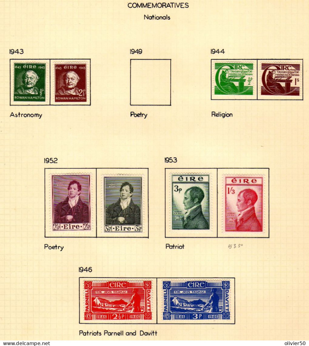 Irlande -(1943-53)  -  Celebrites Nationales - Neufs* - - Unused Stamps