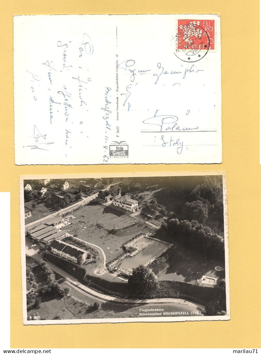 MM2700 Svizzera FLUGAUFNAHME SCHWIMMBAD BISCHOFZELL 1962 CARD VIAGGIATA - Zell