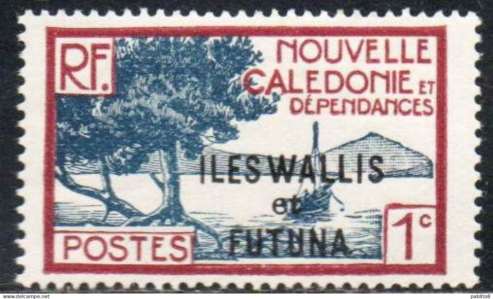 WALLIS AND FUTUNA ISLANDS 1930 1940 BAY OF PALETUVIERS POINT OVERPRINTED 1c MH - Neufs