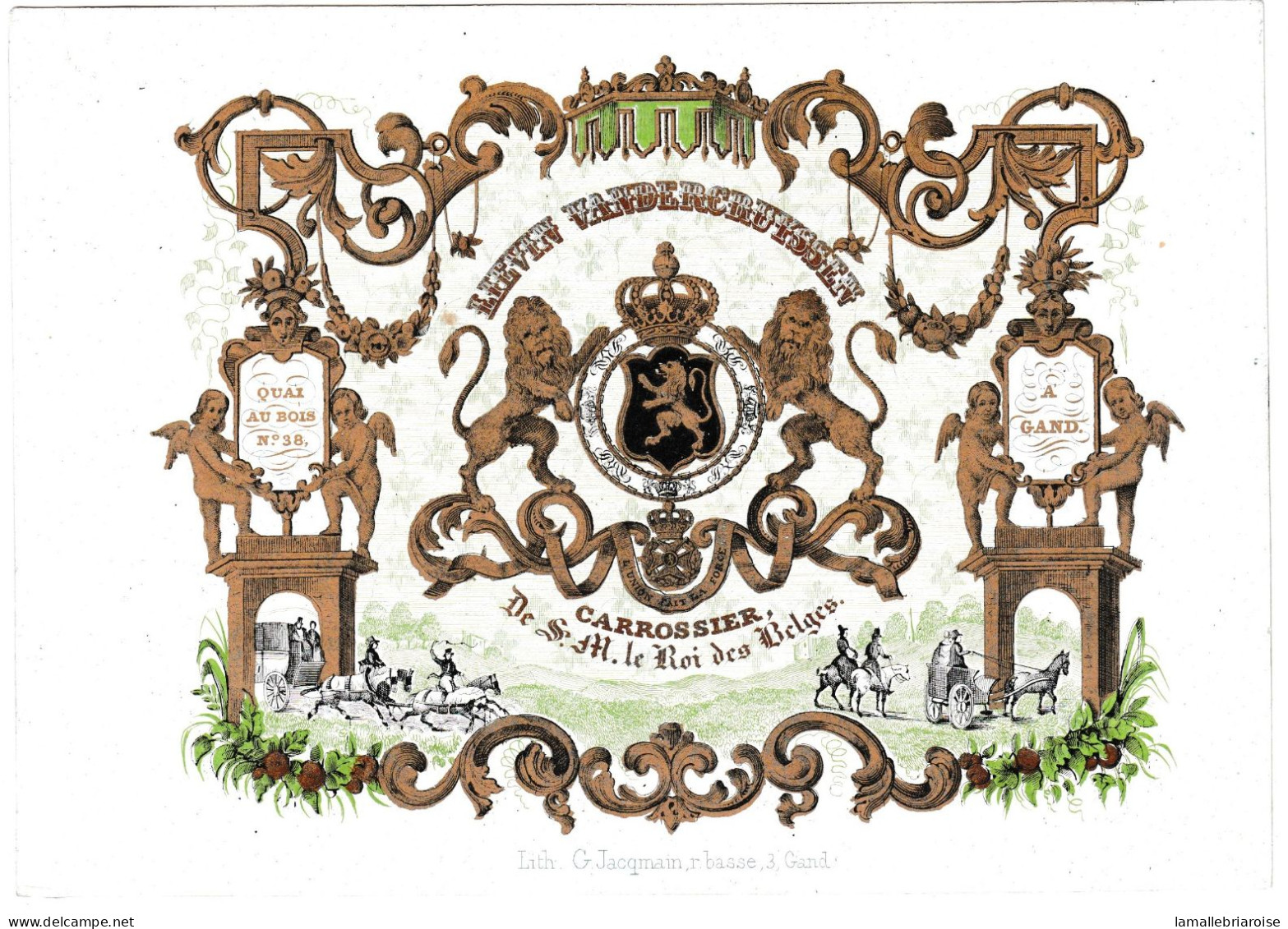 Belgique, Carte Porcelaine, Vandercruyssen, Carrossier De S. M. Le Roi Des Belges à Gand, Dim:192x126mm, - Porcelaine