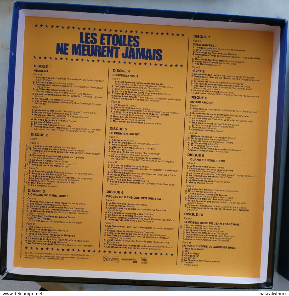 Coffret 10 Disques Vinyl 33 Tours Chanson Française Les Étoiles Ne Meurent Jamais - Compilations