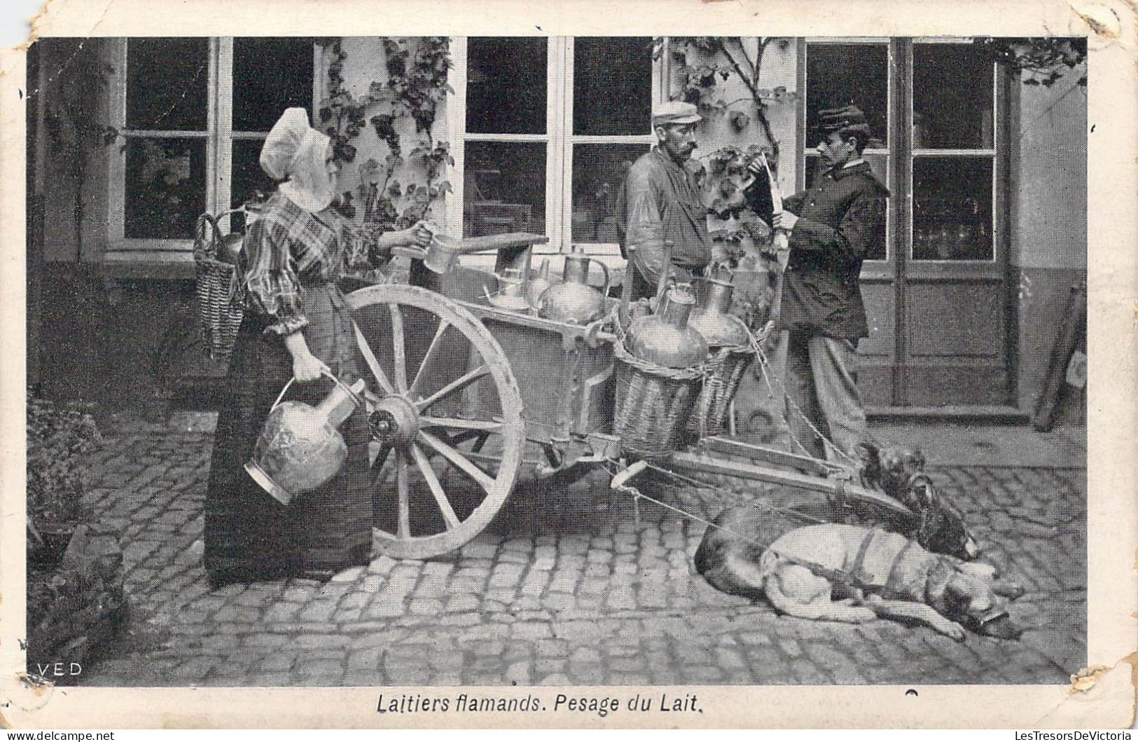 METIERS - Laitiers Flamands - Pesage Du Lait - Carte Postale Ancienne - Kunsthandwerk