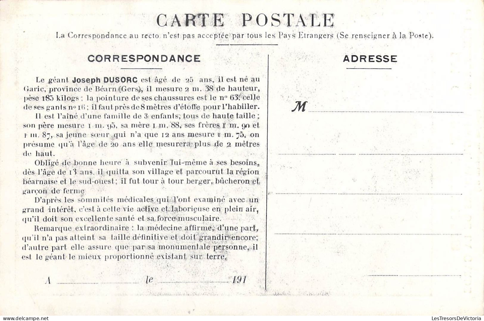 CELEBRITES - Le Géant Béarnais En Tambour-Major Des Grenadier De La Garde - Epoque Napoléon III - Carte Postale Ancienne - Personnages Historiques