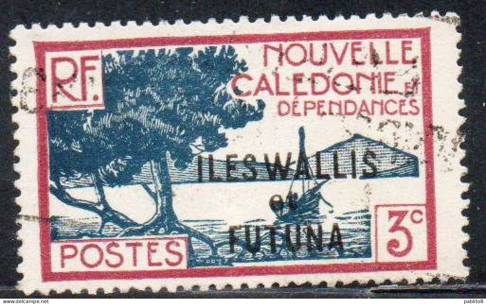 WALLIS AND FUTUNA ISLANDS 1930 1940 BAY OF PALETUVIERS POINT OVERPRINTED 3c USED USATO OBLITERE' - Oblitérés