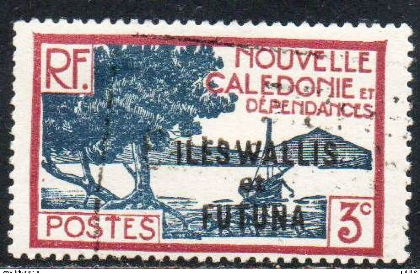 WALLIS AND FUTUNA ISLANDS 1930 1940 BAY OF PALETUVIERS POINT OVERPRINTED 3c USED USATO OBLITERE' - Gebraucht