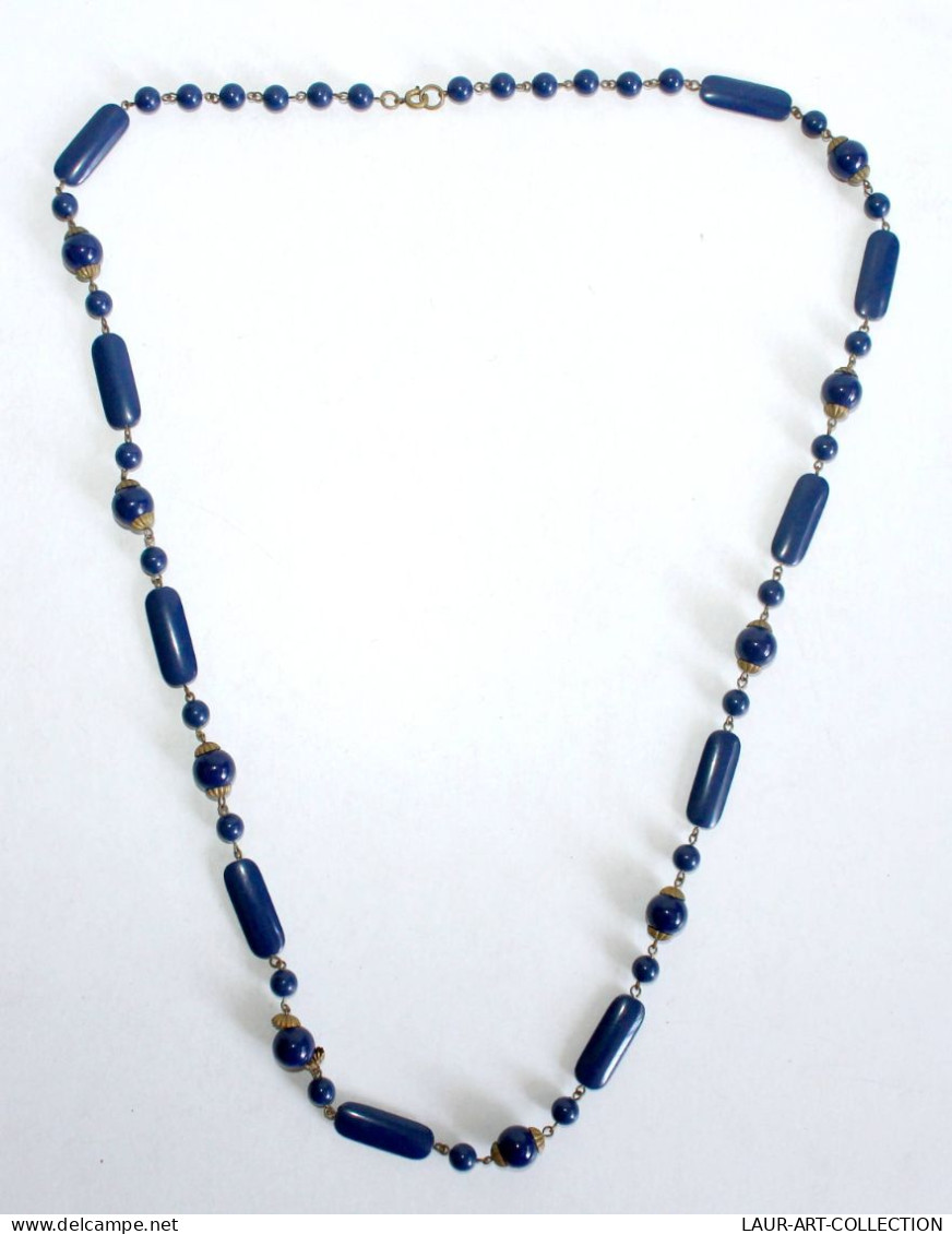 JOLI COLLIER SAUTOIR - PERLES EN RESINE PLASTIQUE BLEU - BIJOU FANTAISIE L:45cm    (1505.15) - Necklaces/Chains