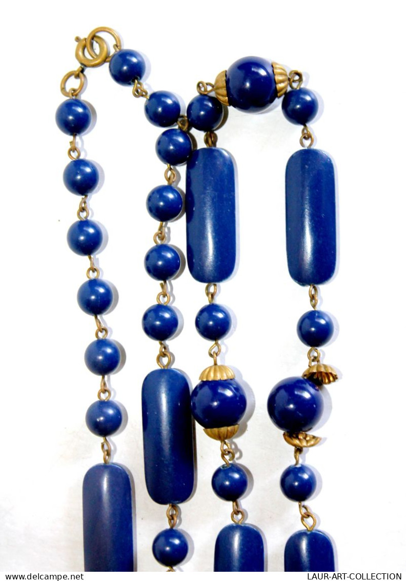 JOLI COLLIER SAUTOIR - PERLES EN RESINE PLASTIQUE BLEU - BIJOU FANTAISIE L:45cm    (1505.15) - Necklaces/Chains