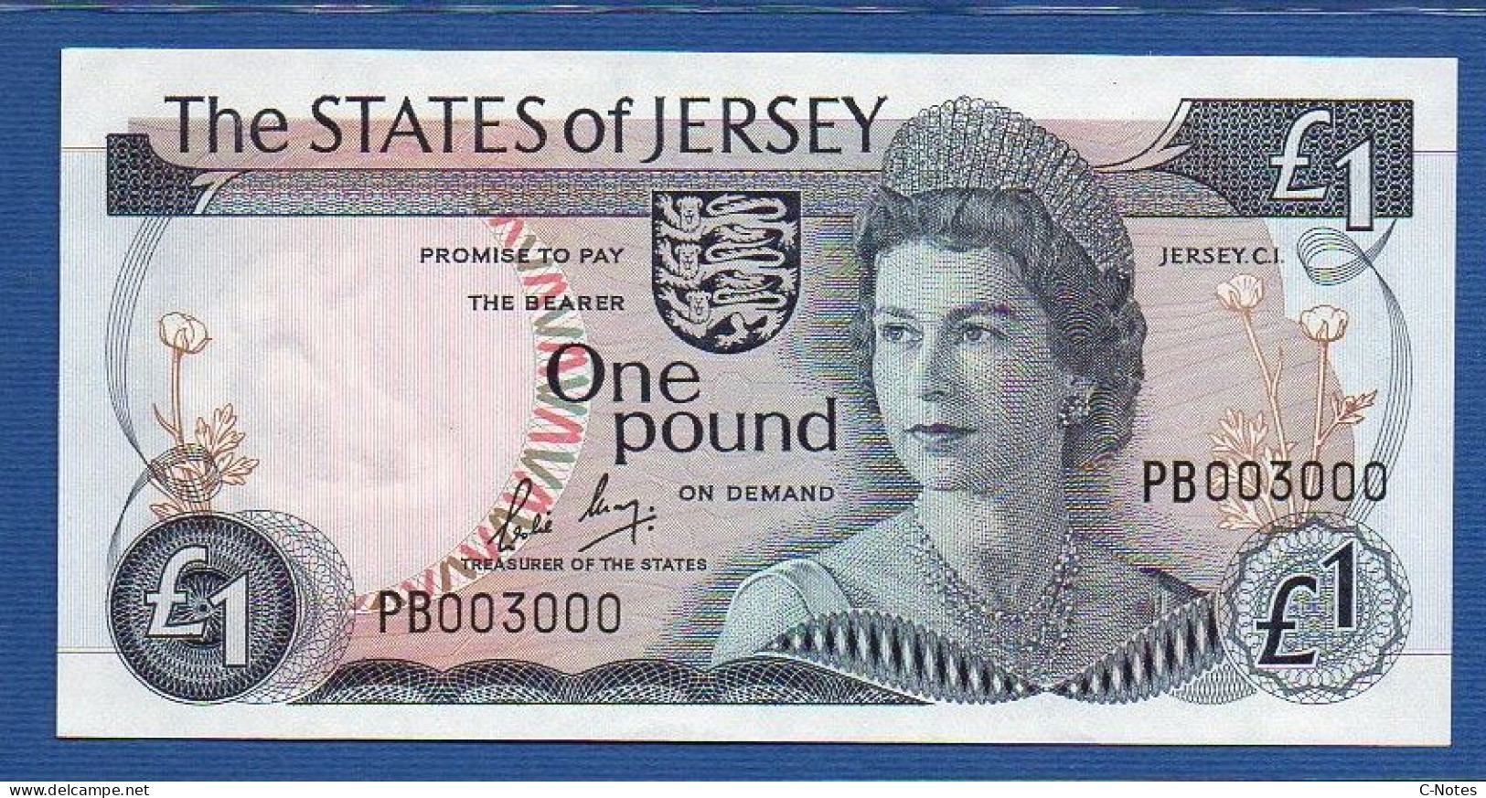 JERSEY - P.11b – 1 Pound ND (1976-1988)  UNC-, S/n PB003000 Nice Serial Number - Jersey